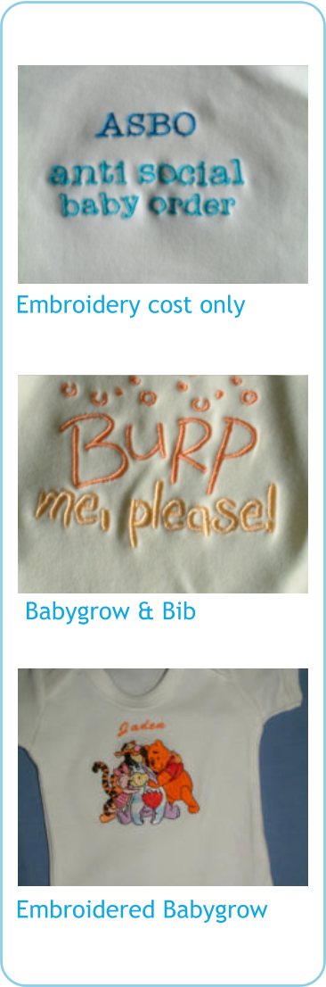 Babygrow & Bib Embroidered Babygrow Embroidery cost only