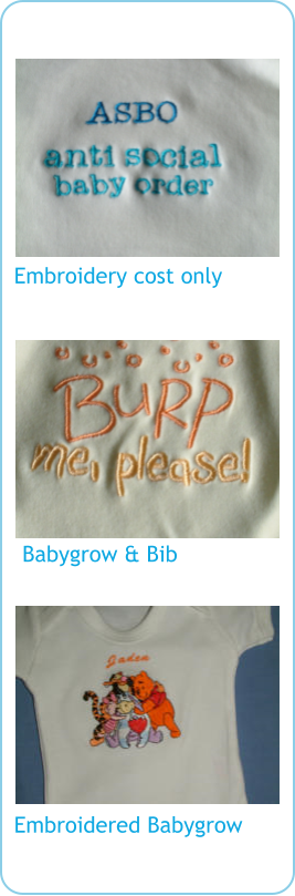 Babygrow & Bib Embroidered Babygrow Embroidery cost only